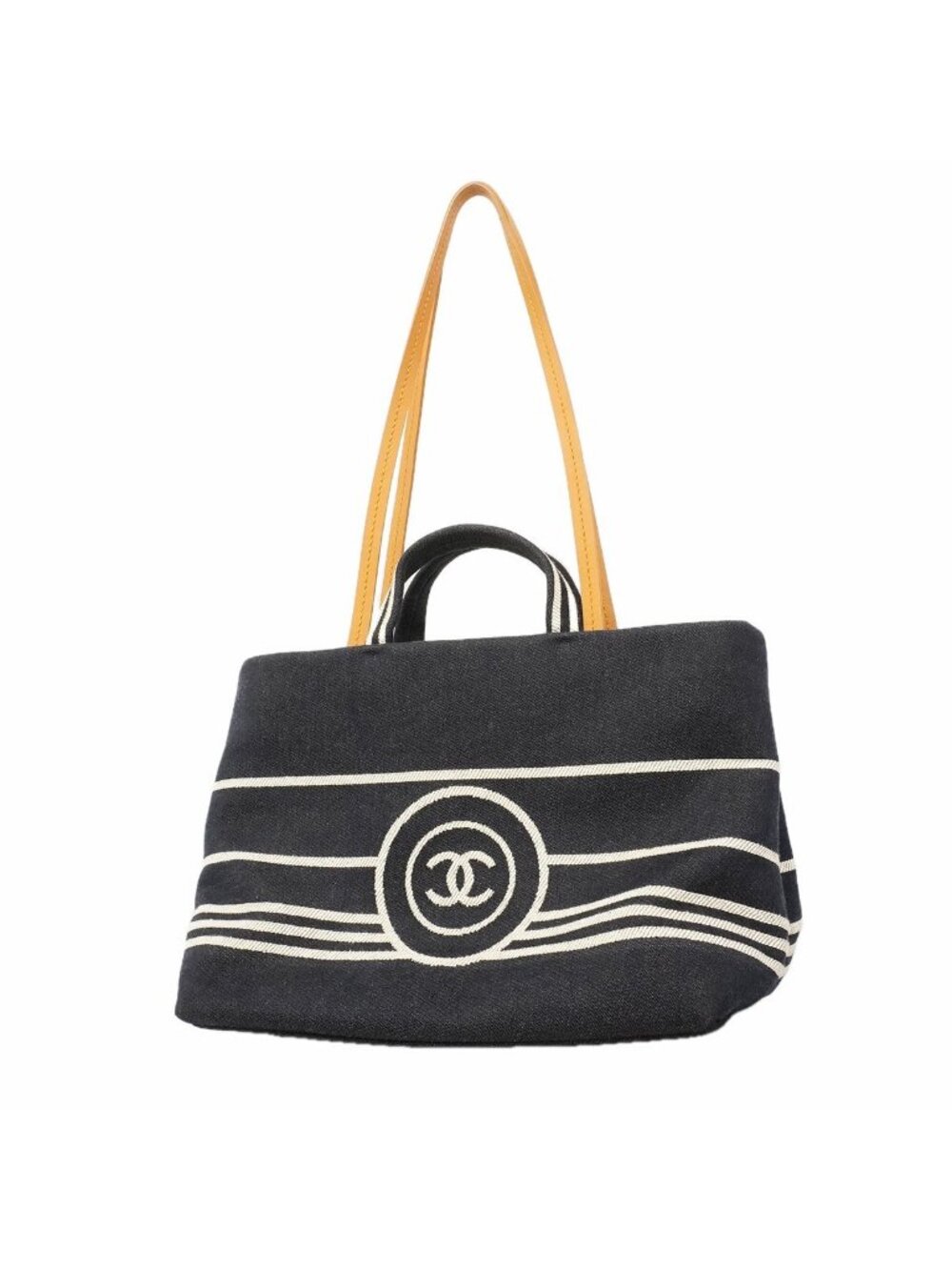 Chanel Tote Denim Navy Silver 2-Way